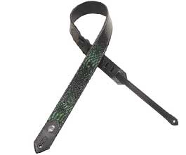 Levys GREEN Snake Leather Guitar Strap