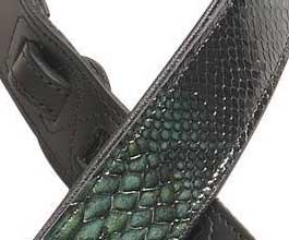  Levys GREEN Snake Leather Guitar Strap_cu