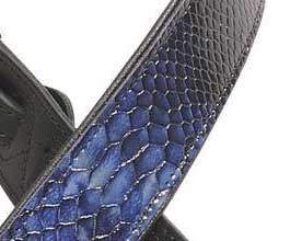 Levys NAVY Snake Leather Guitar Strap_cu