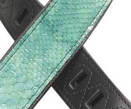 Levys TEAL Snake Leather Guitar Strap_cu