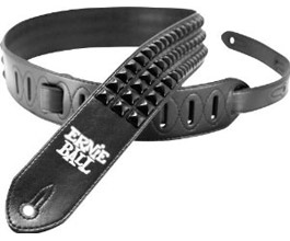 UK MADE LARGE PYRAMID STUDDED REAL LEATHER HEAVY METAL GUITAR STRAP