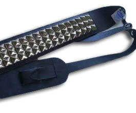 UK MADE LARGE PYRAMID STUDDED REAL LEATHER HEAVY METAL GUITAR STRAP