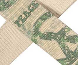 Hemp Guitar Strap - close up (peace)