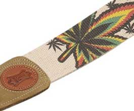 Hemp Guitar Strap - close up (Leaf)