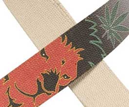 Hemp Guitar Strap - close up (lion)