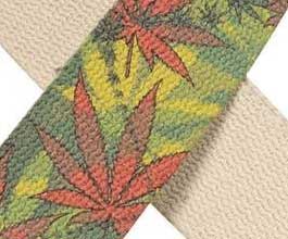 Hemp Guitar Strap - close up (leafy)