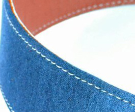 Denim Guitar Strap 6 by Pete Schmidt close up