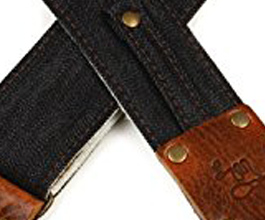 Denim Guitar Strap 11 by LM Products close up